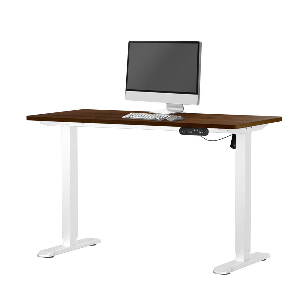 Oikiture 120CM Electric Standing Desk Single Motor White&Walnut