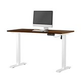 Oikiture 120CM Electric Standing Desk Single Motor White&Walnut - Low Angle