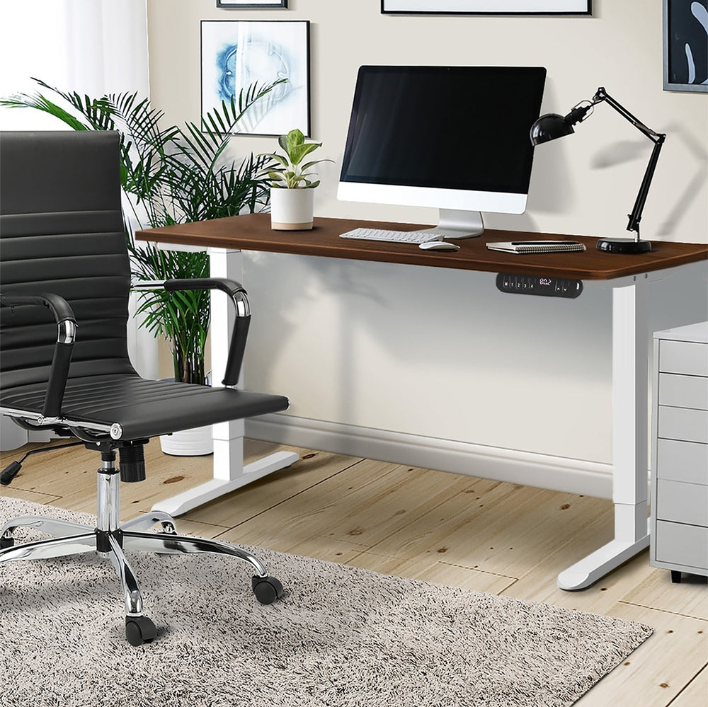 Oikiture 120CM Electric Standing Desk Single Motor White&Walnut