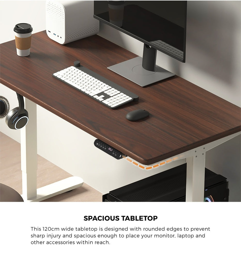 Oikiture 120CM Electric Standing Desk Single Motor White&Walnut