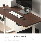 Oikiture 120CM Electric Standing Desk Single Motor White&Walnut - Front View