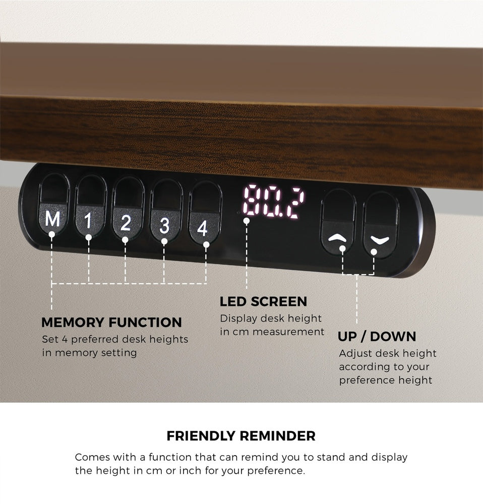 Oikiture 120CM Electric Standing Desk Single Motor White&Walnut