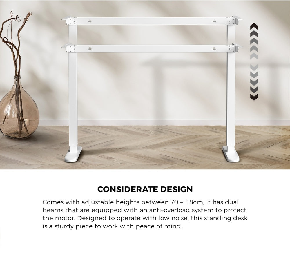 Oikiture 120CM Electric Standing Desk Single Motor White&Walnut