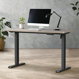 Oikiture Electric Standing Desk Single Motor Black&Grey-Oak 140CM