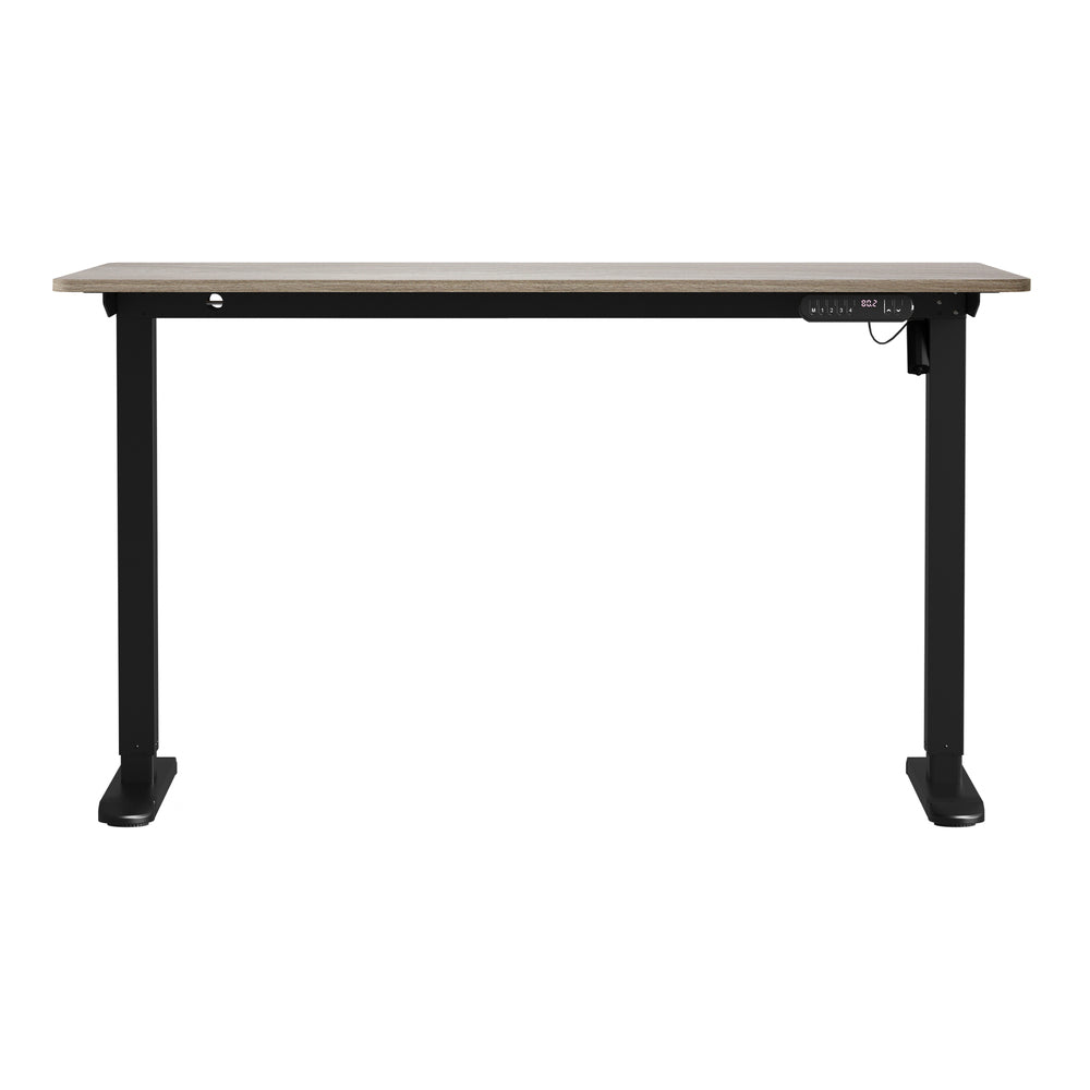 Oikiture Electric Standing Desk Single Motor Black&Grey-Oak 140CM