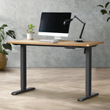 Oikiture Electric Standing Desk Single Motor Black&Oak 140CM