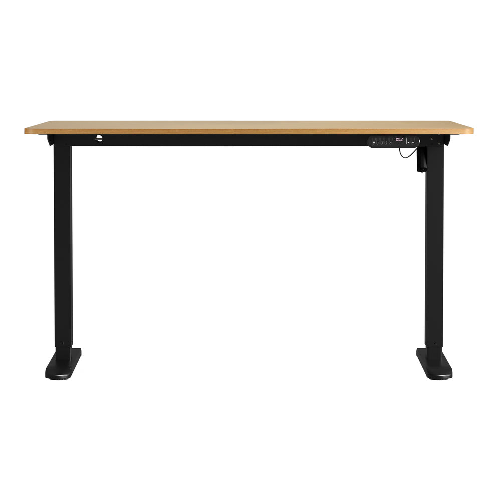Oikiture Electric Standing Desk Single Motor Black&Oak 140CM