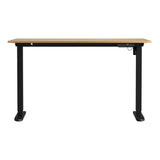 Oikiture Electric Standing Desk Single Motor Black&Oak 140CM - Top-Down View