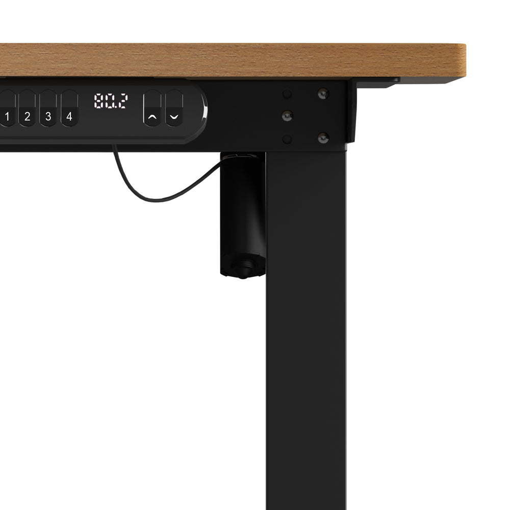 Oikiture Electric Standing Desk Single Motor Black&Oak 140CM