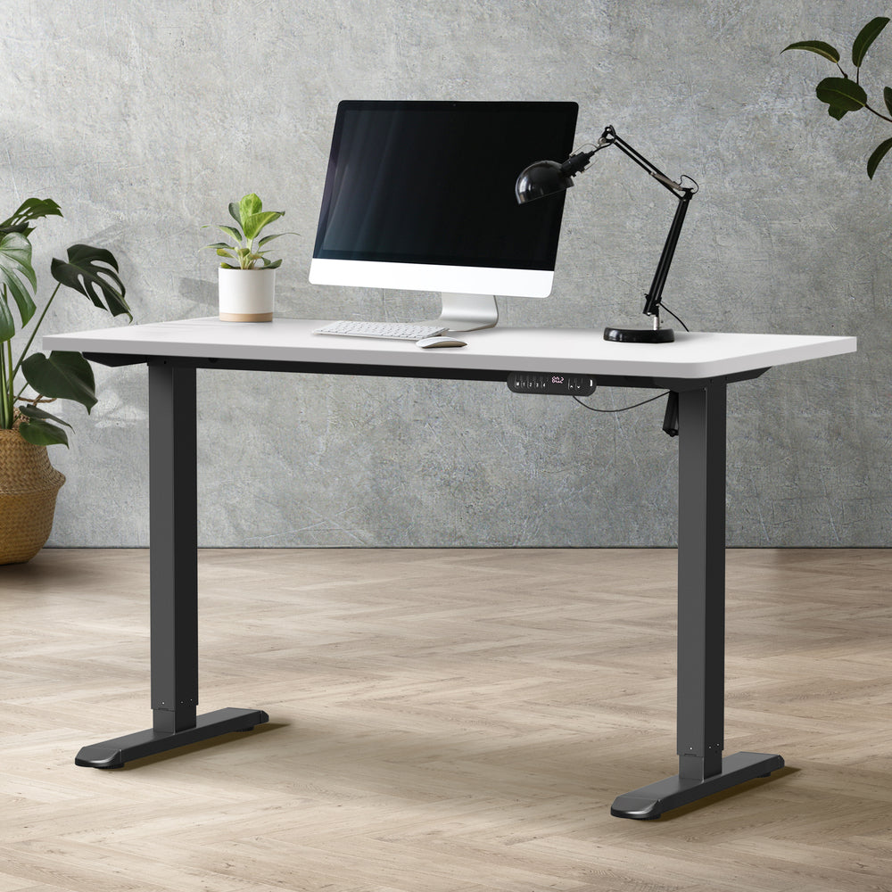 Oikiture Electric Standing Desk Single Motor Black&White 140CM