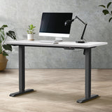 Oikiture Electric Standing Desk Single Motor Black&White 140CM - Front View