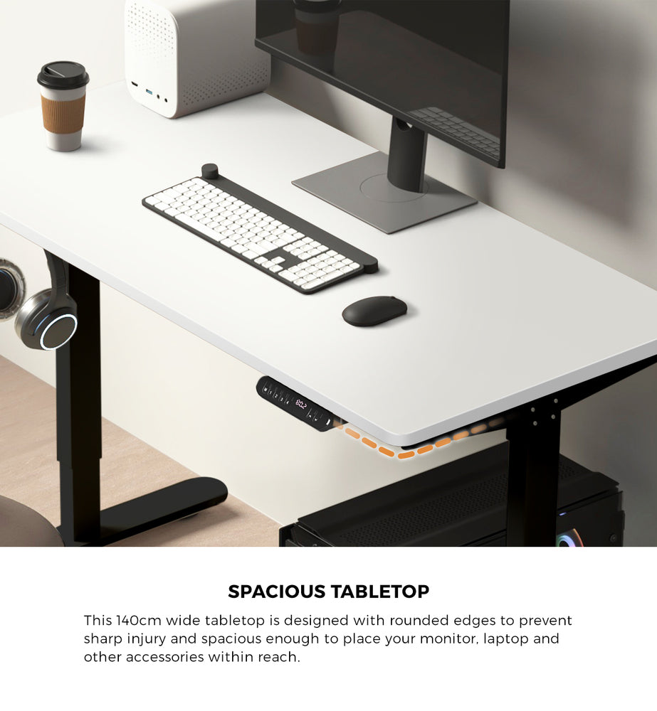 Oikiture Electric Standing Desk Single Motor Black&White 140CM