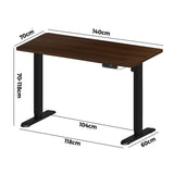 Oikiture Electric Standing Desk Single Motor Black&Walnut 140CM - Front View