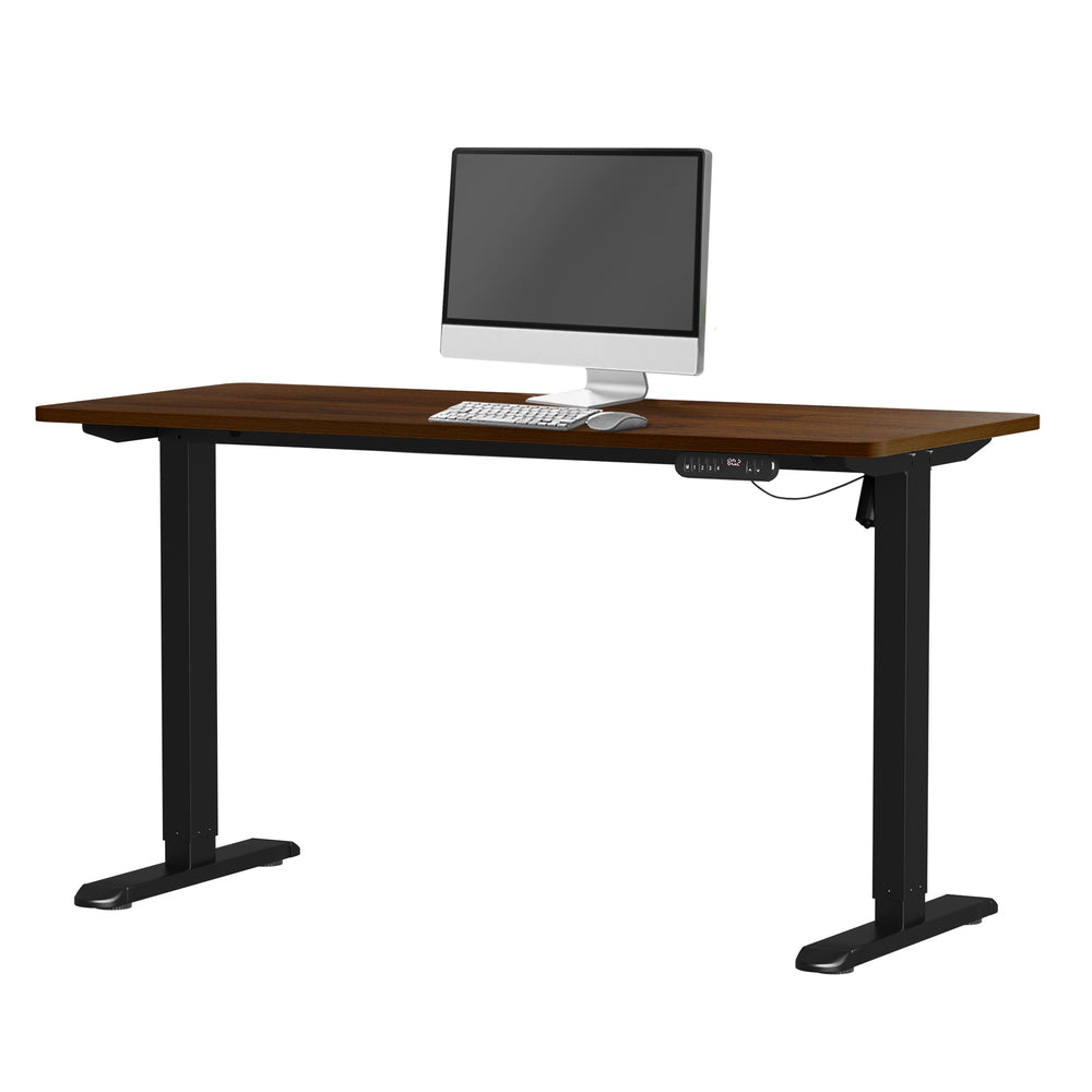 Oikiture Electric Standing Desk Single Motor Black&Walnut 140CM
