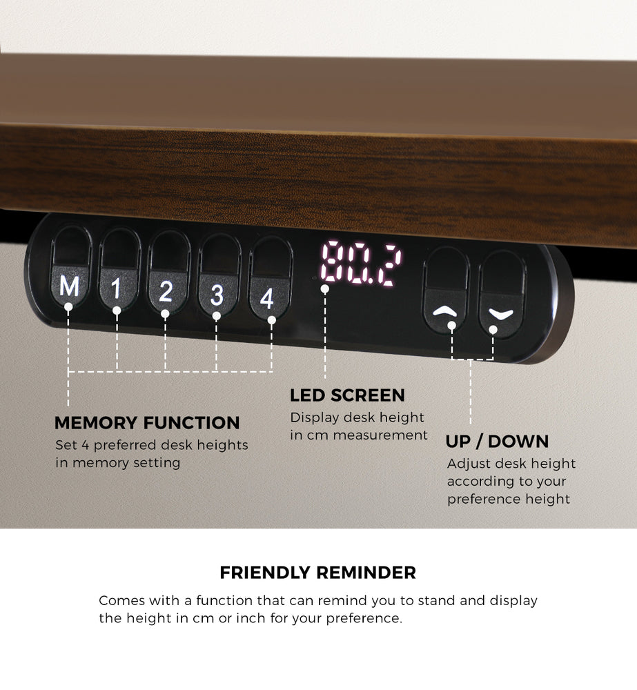 Oikiture Electric Standing Desk Single Motor Black&Walnut 140CM