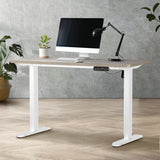 Oikiture Electric Standing Desk Single Motor White&Grey-Oak 140CM