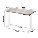 Oikiture Electric Standing Desk Single Motor White&Grey-Oak 140CM - Top-Down View