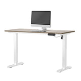 Oikiture Electric Standing Desk Single Motor White&Grey-Oak 140CM - Low Angle