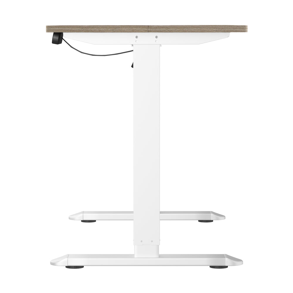 Oikiture Electric Standing Desk Single Motor White&Grey-Oak 140CM