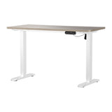 Oikiture Electric Standing Desk Single Motor White&Grey-Oak 140CM - Rear View