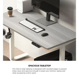 Oikiture Electric Standing Desk Single Motor White&Grey-Oak 140CM