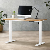 Oikiture Electric Standing Desk Single Motor White&Oak 140CM - Close-Up Angle