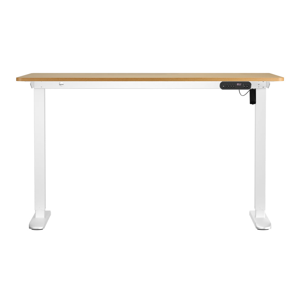 Oikiture Electric Standing Desk Single Motor White&Oak 140CM