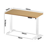 Oikiture Electric Standing Desk Single Motor White&Oak 140CM