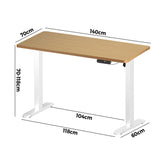 Oikiture Electric Standing Desk Single Motor White&Oak 140CM - Front View