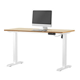 Oikiture Electric Standing Desk Single Motor White&Oak 140CM - 45-Degree Angle