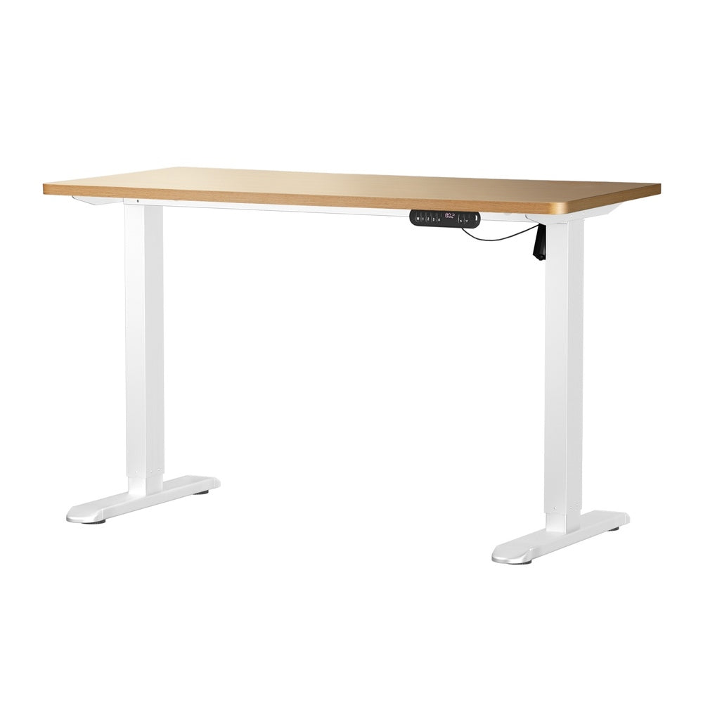 Oikiture Electric Standing Desk Single Motor White&Oak 140CM