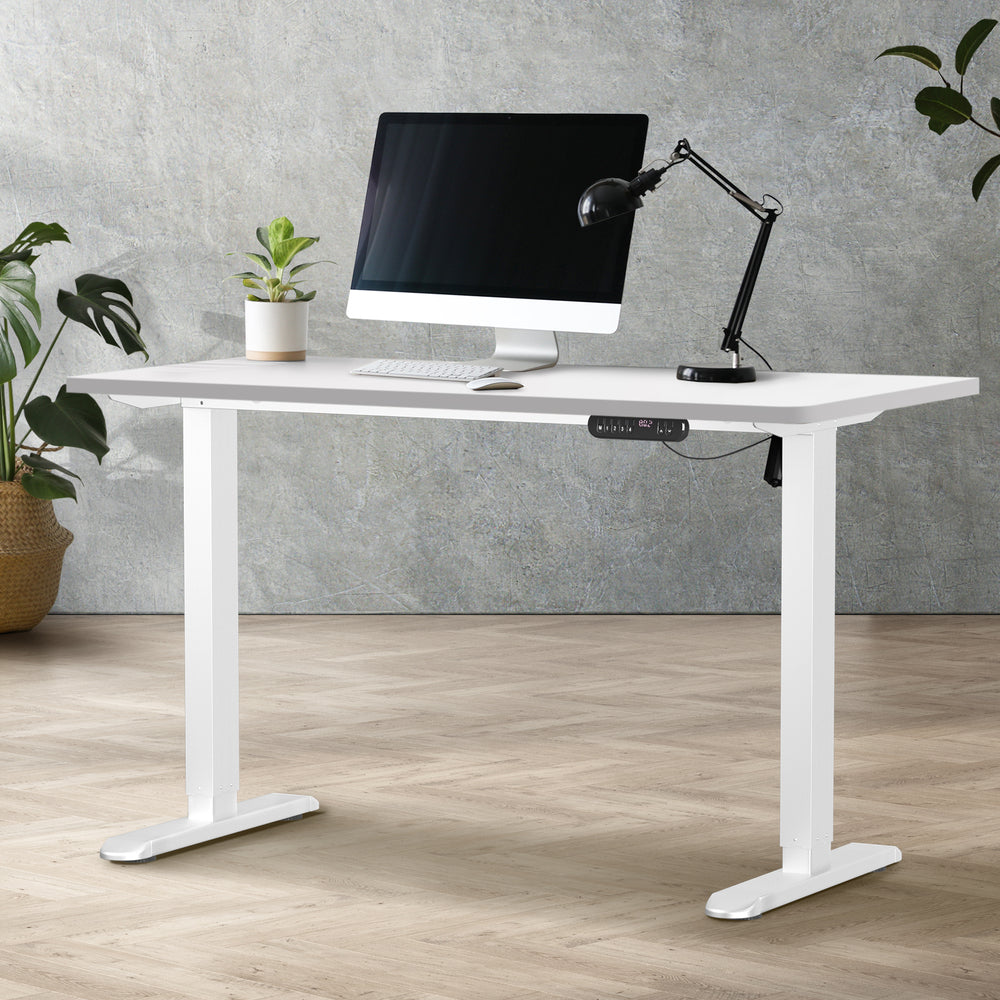 Oikiture Electric Standing Desk Single Motor White 140CM