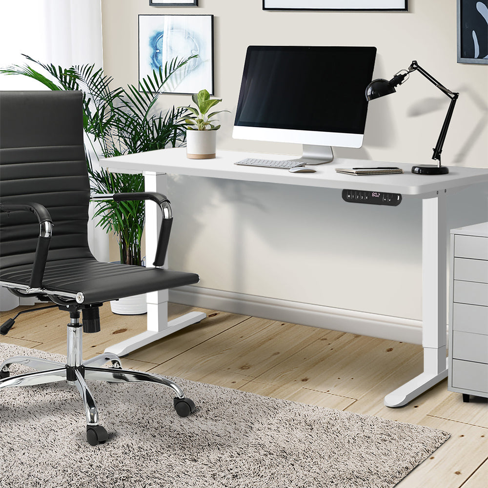 Oikiture Electric Standing Desk Single Motor White 140CM