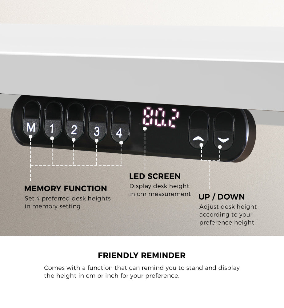 Oikiture Electric Standing Desk Single Motor White 140CM