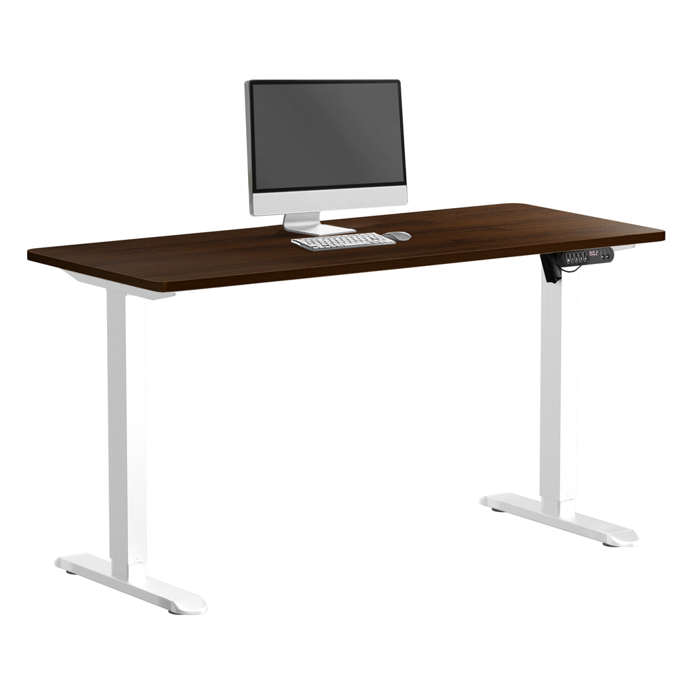 Oikiture Electric Standing Desk Single Motor White&Walnut 140CM