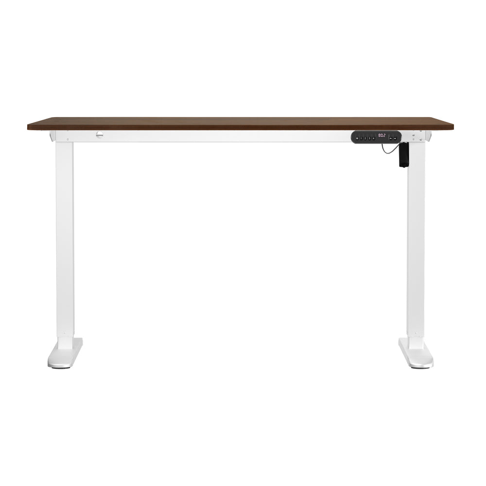 Oikiture Electric Standing Desk Single Motor White&Walnut 140CM