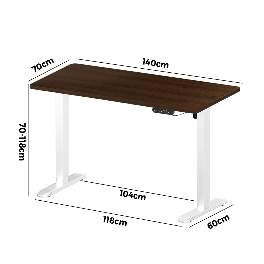 Oikiture Electric Standing Desk Single Motor White&Walnut 140CM