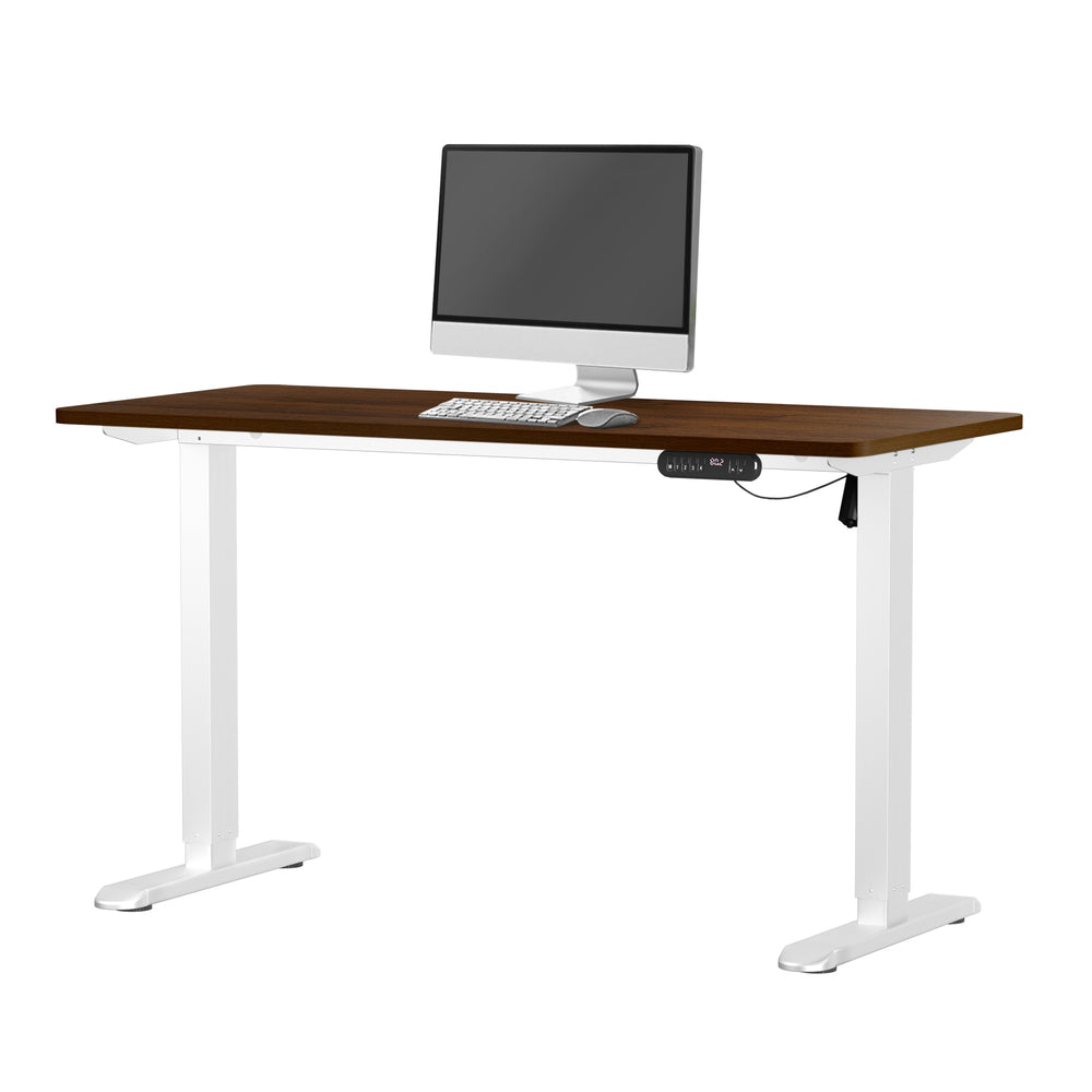 Oikiture Electric Standing Desk Single Motor White&Walnut 140CM