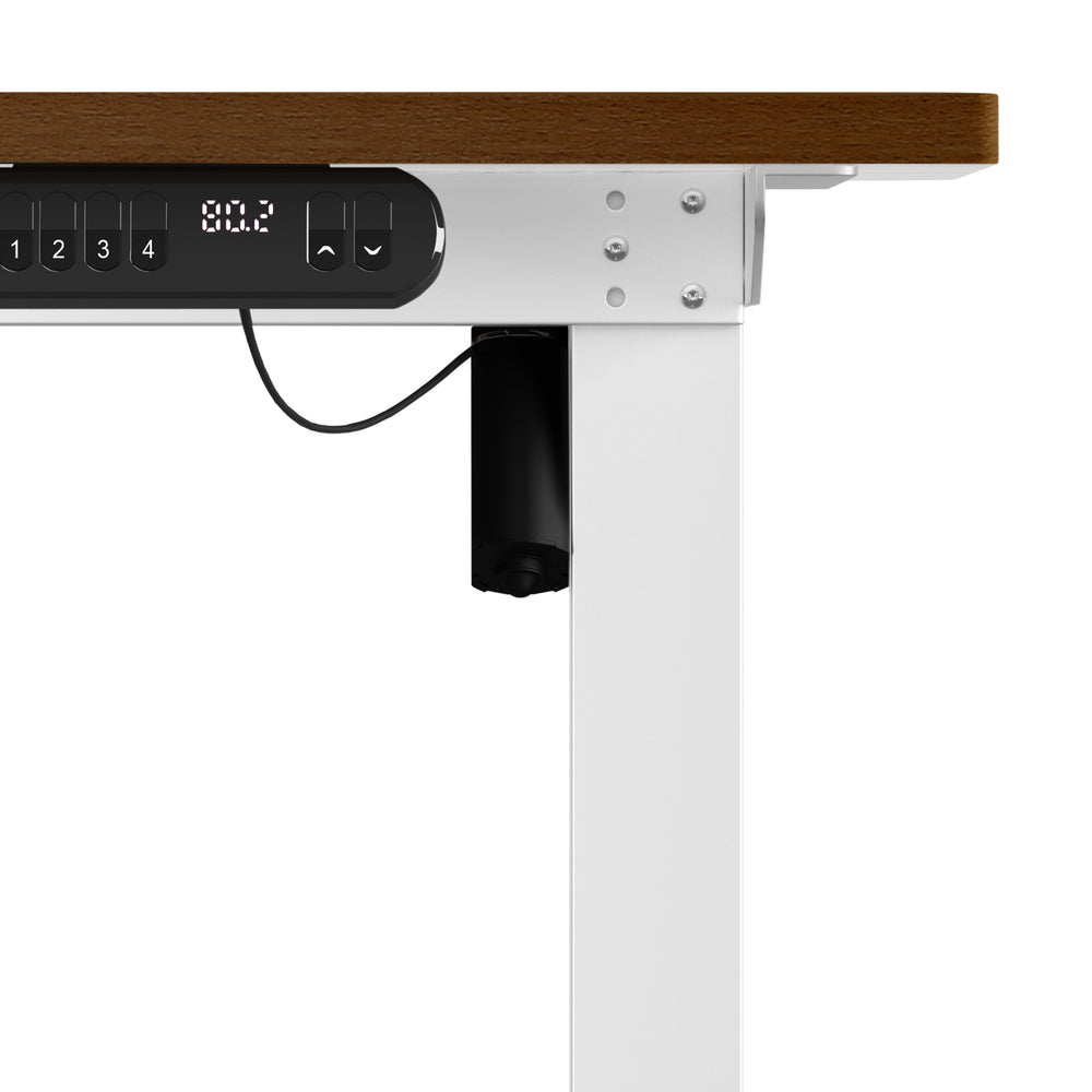Oikiture Electric Standing Desk Single Motor White&Walnut 140CM