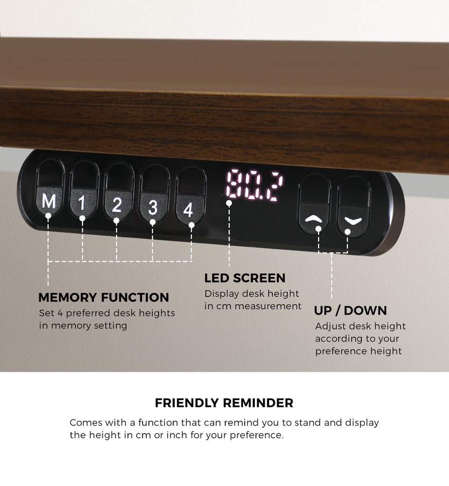 Oikiture Electric Standing Desk Single Motor White&Walnut 140CM
