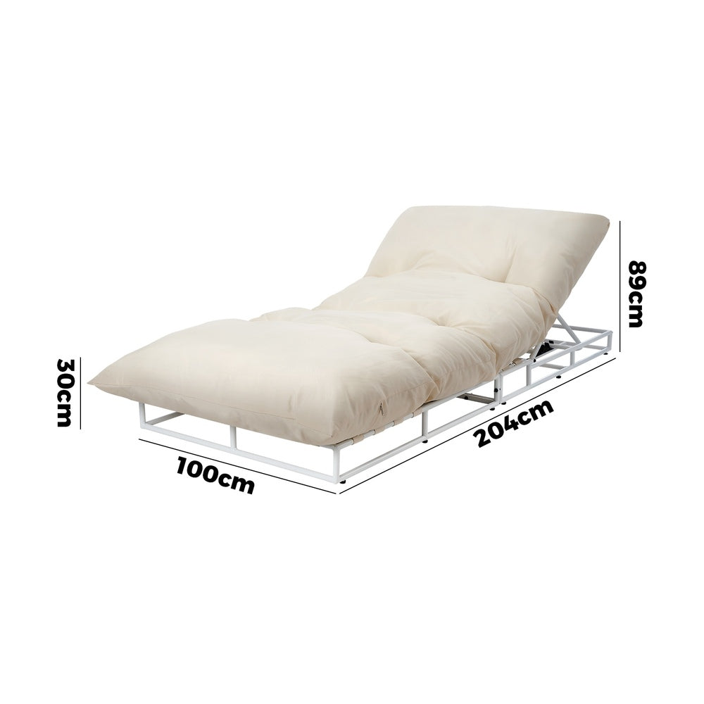 Livsip Outdoor Sun Lounge Day Bed Patio Chair Beige