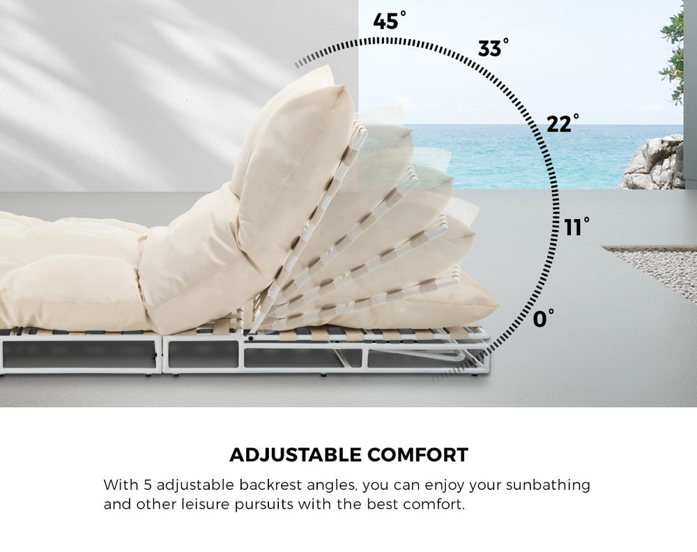 Livsip Outdoor Sun Lounge Day Bed Patio Chair Beige