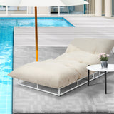 Livsip Outdoor Sun Lounger with Table Outdoor Patio Set Beige - 45-Degree Angle
