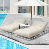 Livsip 2PCS Sun Lounger with Table Outdoor Patio Set Beige - Rear View