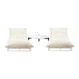 Livsip 2PCS Sun Lounger with Table Outdoor Patio Set Beige - Side View
