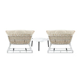 Livsip 2PCS Sun Lounger with Table Outdoor Patio Set Beige - Front View
