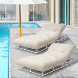 Livsip 2PCS Outdoor Sun Lounge Day Bed Patio Chairs - 45-Degree Angle