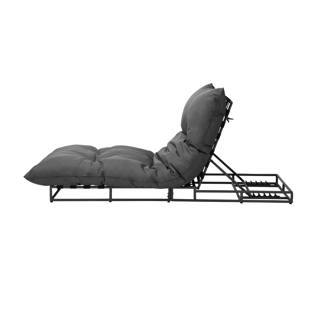 Livsip Outdoor Sun Bed Metal Frame Grey Cushion