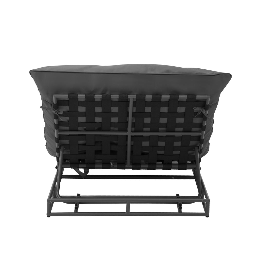 Livsip Outdoor Sun Bed Metal Frame Grey Cushion