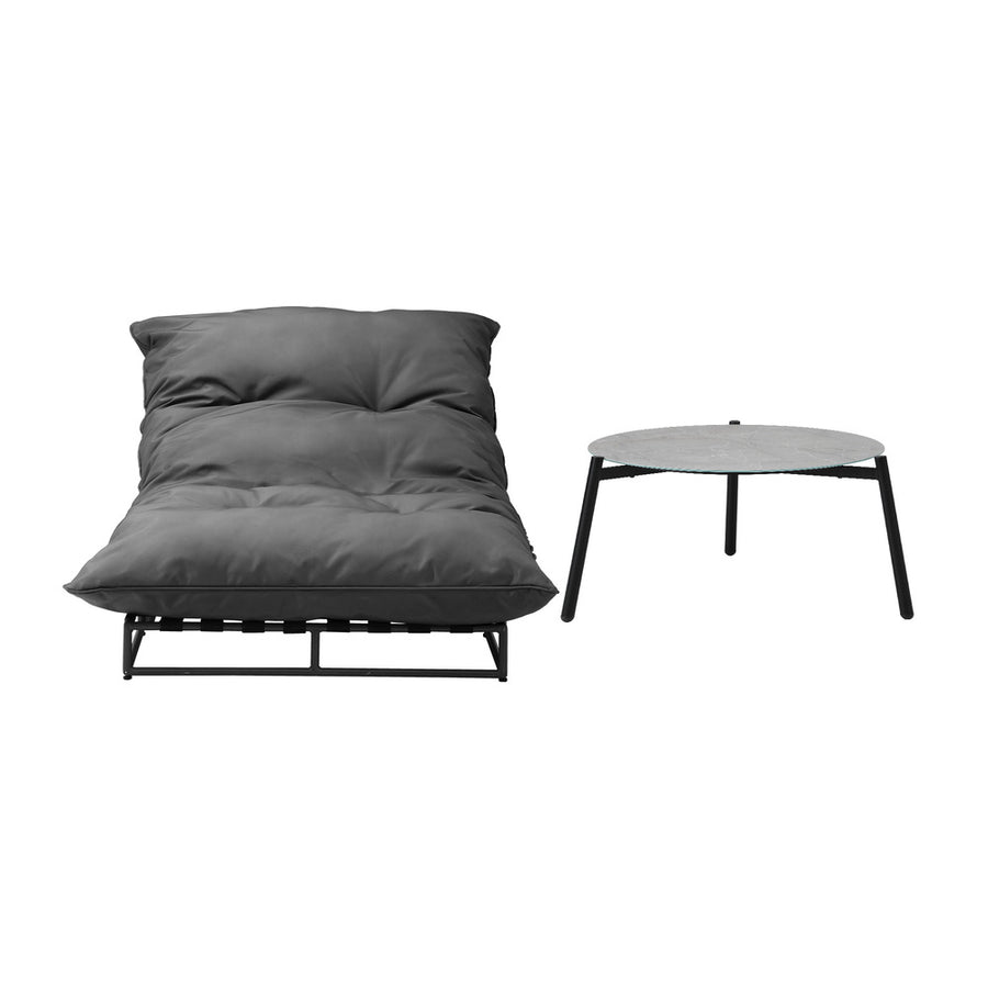 Livsip Outdoor Sun Lounger with Table Patio Set Grey